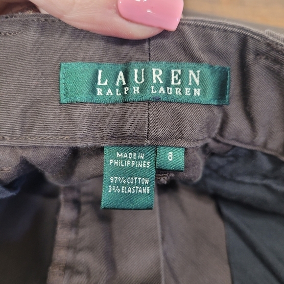 EUC Lauren Ralph Lauren Pants Women's sz 8 Brown Wide Leg Capri Pants - Picture 6 of 9